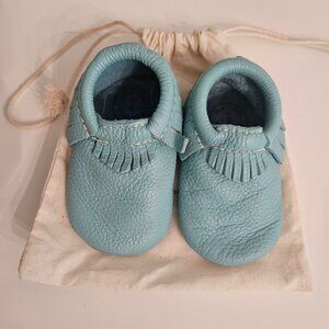 Turquoise Leather Baby Mocassins